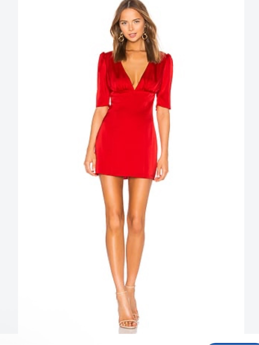 Revolve Majorelle Red V-Neck Short Sleeve Mini Dress